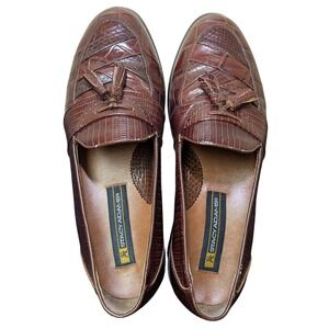 VTG Stacy Adams Men's Size 9.5M Brown Genuine Snake Leather Tassel Loafer Shoes